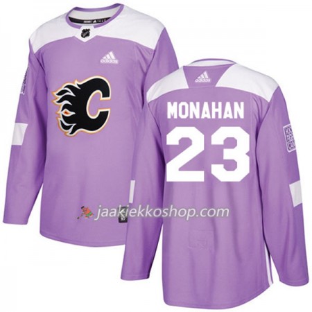 Miehille NHL Calgary Flames Pelipaita Sean Monahan 23 Adidas 2017-2018 Violetti Fights Cancer Practice Authentic